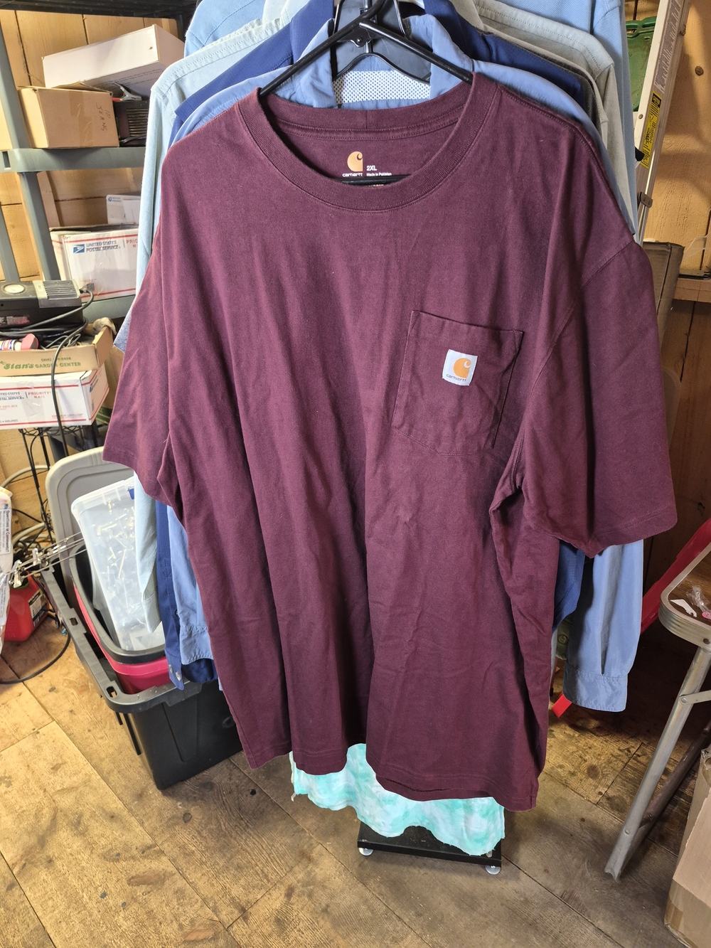Carhartt Men’s Maroon Short-Sleeve Pocket T-Shirt Bin 54